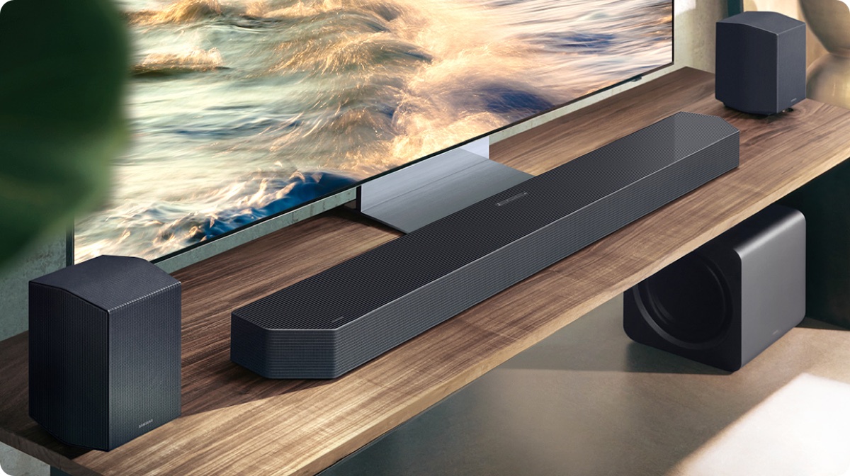 Samsung Q990H soundbar in a living room